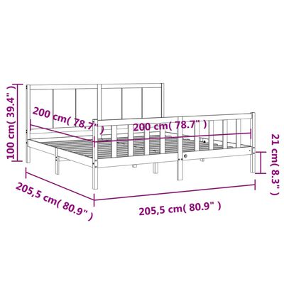 vidaXL Estrutura cama c/ cabeceira 200x200cm maciço castanho-mel