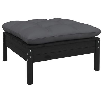 vidaXL 6 pcs conjunto lounge de jardim c/ almofadões pinho preto