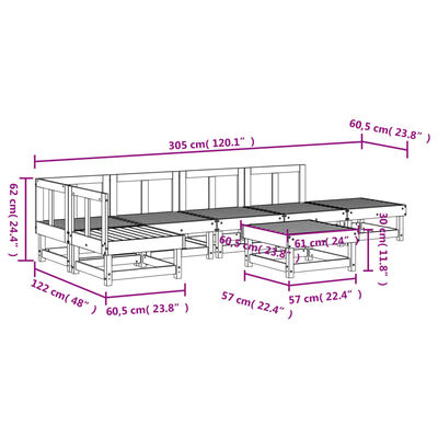 vidaXL 7 pcs conjunto lounge de jardim pinho maciço preto