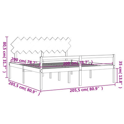 vidaXL Cama para idosos com cabeceira 200x200 cm madeira maciça preto