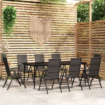 vidaXL 9 pcs conjunto de jantar para jardim preto