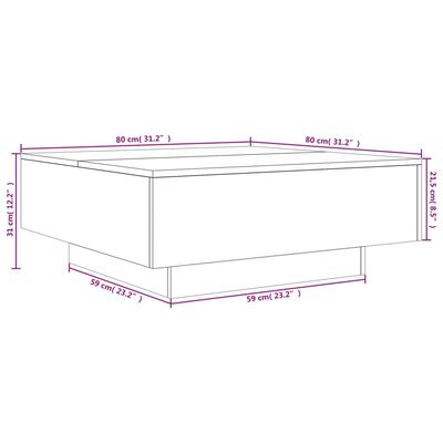 vidaXL Mesa de centro 80x80x31 cm contraplacado carvalho fumado