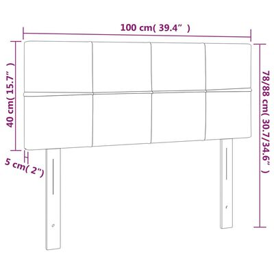 vidaXL Cabeceira de cama c/luzes LED veludo 100x5x78/88 cm cinza-claro