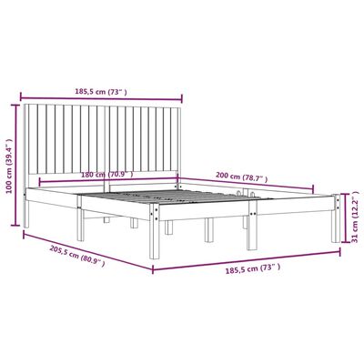 vidaXL Estrutura de cama super king 180x200 cm madeira maciça