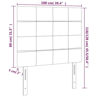 vidaXL Cabeceira cama c/ LED tecido 100x5x118/128 cm crème