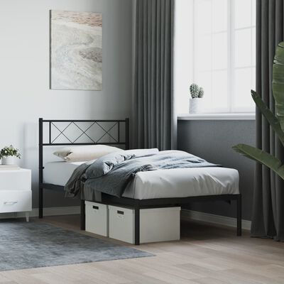 vidaXL Estrutura de cama com cabeceira 100x190 cm metal preto