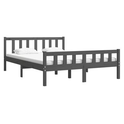 vidaXL Estrutura de cama 140x190 cm madeira maciça cinzento