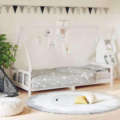 vidaXL Estrutura de cama infantil 90x200 cm pinho maciço branco