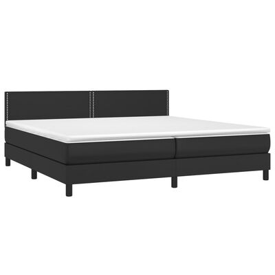 vidaXL Cama box spring c/ colchão/LED 200x200cm couro artificial preto