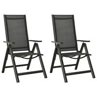vidaXL Cadeiras de jardim dobráveis 2 pcs textilene e alumínio preto