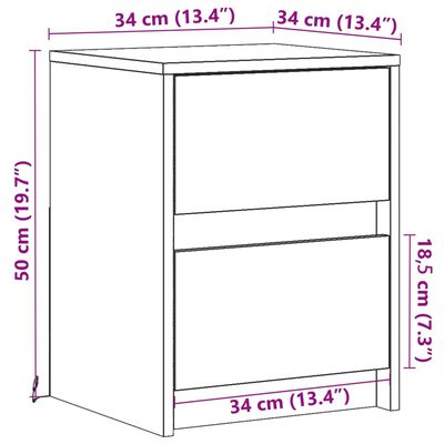 vidaXL Mesa de cabeceira c/ luzes LED derivados madeira cinza cimento