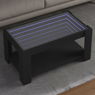 vidaXL Mesa de centro c/ LEDs 93x53x45 cm madeira processada preto