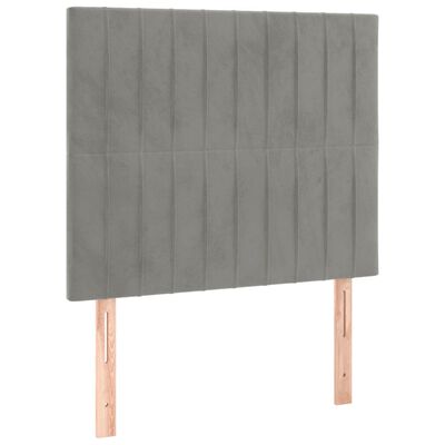 vidaXL Cama box spring c/ colchão/LED 120x200 cm veludo cinzento-claro