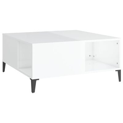 vidaXL Mesa de centro 80x80x36,5 cm derivados madeira branco brilhante