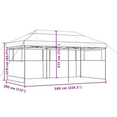 vidaXL Tenda p/ festas pop-up dobrável c/ 3 paredes cinza-acastanhado