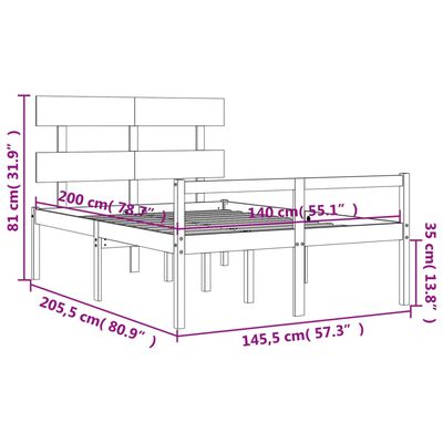 vidaXL Cama para idosos c/ cabeceira 140x200 cm madeira castanho-mel