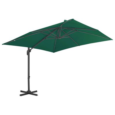 vidaXL Guarda-sol cantilever com poste alumínio 300x300 cm verde