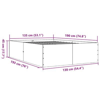 vidaXL Estrutura de cama 135x190 cm derivados de madeira preto