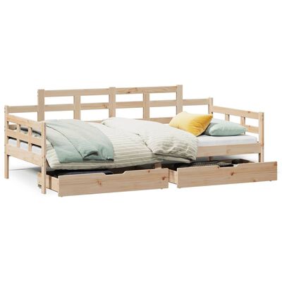 vidaXL Sofá-cama com gavetas 80x200 cm madeira de pinho maciça