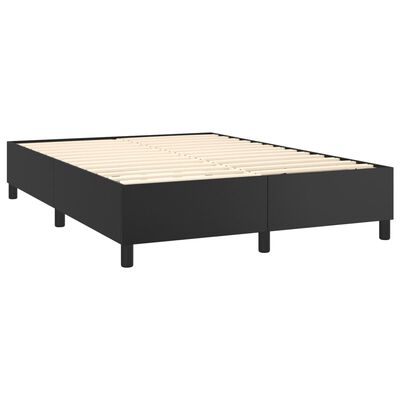 vidaXL Cama com molas/colchão 140x190 cm couro artificial preto