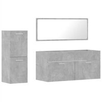 vidaXL 3 pcs conj. móveis casa banho derivados madeira cinza cimento