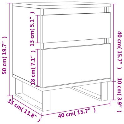 vidaXL Mesas de cabeceira 2pcs 40x35x50 cm derivados de madeira branco