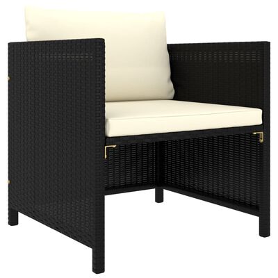 vidaXL 8 pcs conjunto lounge de jardim c/ almofadões vime PE preto