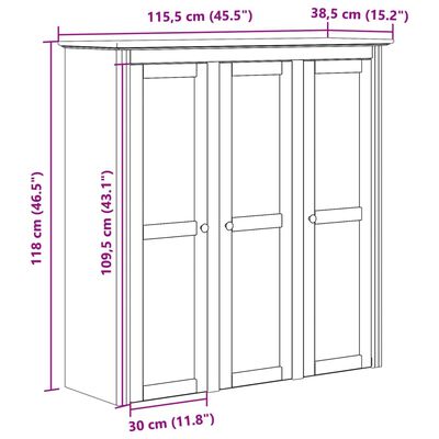 vidaXL Armário c/ portas de vidro BODO pinho maciço branco e castanho