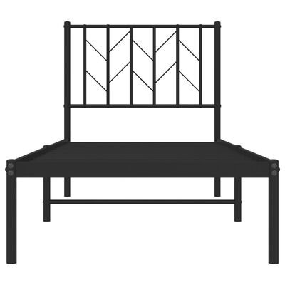 vidaXL Estrutura de cama metal s/ colchão c/ cabeceira 75x190 cm preto