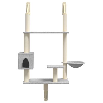 vidaXL Árvore parede p/ gatos c/ poste arranhador 153 cm cinza-claro