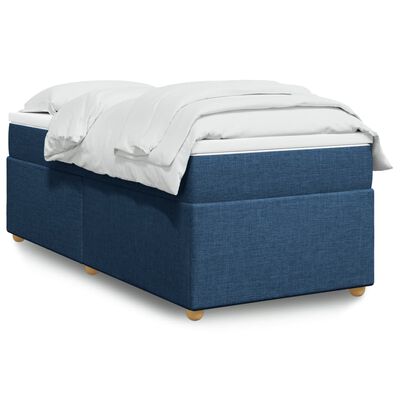 vidaXL Cama com molas/colchão 90x200 cm tecido azul