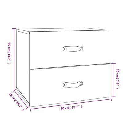 vidaXL Mesas de cabeceira de parede 2 pcs 50x36x40 cm cinzento