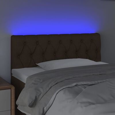 vidaXL Cabeceira de cama c/ luzes LED tecido 100x7x78/88 cm castanho