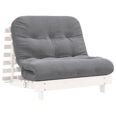 vidaXL Sofá-cama futon com colchão 100x206x11 cm pinho maciço branco