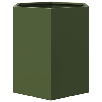 vidaXL Vaso/floreira de jardim hexagonal 46x40x45 cm aço verde