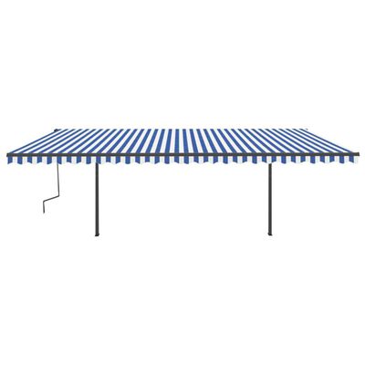 vidaXL Toldo automático c/ LED e sensor de vento 6x3,5 m azul e branco