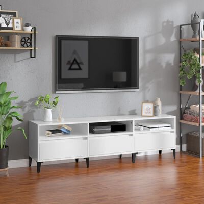 vidaXL Móvel p/ TV 150x30x44,5 cm derivados madeira branco brilhante