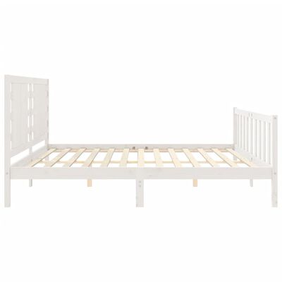 vidaXL Estrutura de cama com cabeceira 200x200cm madeira maciça branco