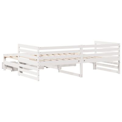 vidaXL Sofá-cama c/ gavetas 90x200cm madeira de pinho maciça branco