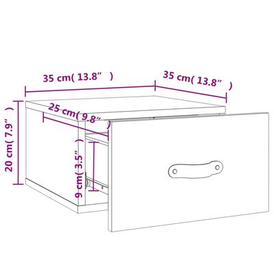 vidaXL Mesas de cabeceira parede 2 pcs 35x35x20 cm cinza cimento