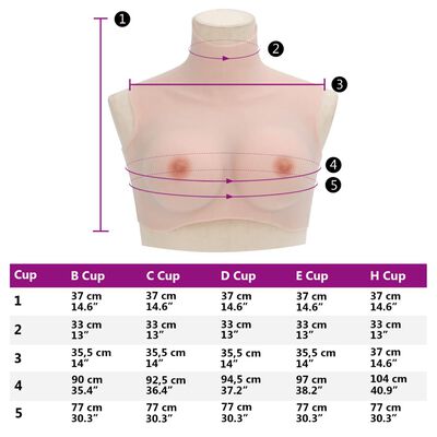 vidaXL Peitoral de silicone caucasiano copa D