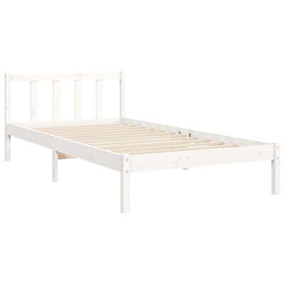 vidaXL Estrutura de cama com cabeceira 100x200cm madeira maciça branco