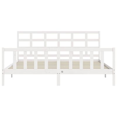 vidaXL Estrutura de cama com cabeceira 180x200cm madeira maciça branco