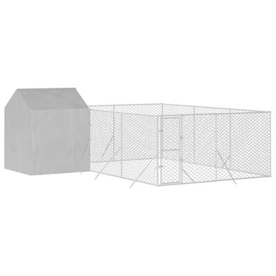 vidaXL Canil de exterior com teto 6x6x2,5 m aço galvanizado prateado