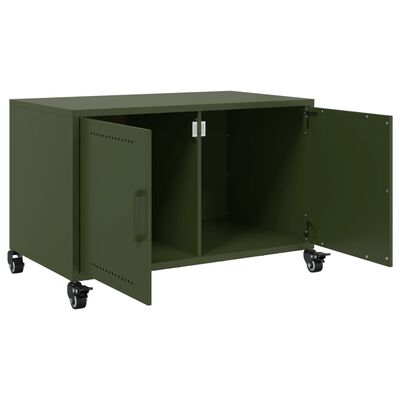 vidaXL Móvel de TV 68x39x43,5 cm aço verde azeitona