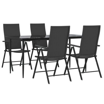 vidaXL 5 pcs conjunto de jantar p/ jardim vime PE preto