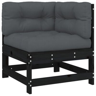 vidaXL 6pcs conjunto lounge jardim c/ almofadões madeira maciça preto