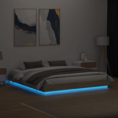 vidaXL Estrutura de cama com luzes LED 180x200 cm carvalho sonoma