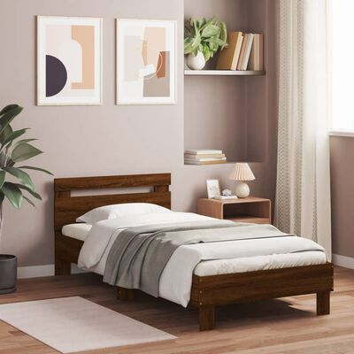 vidaXL Cama sem colchão com cabeceira 75x190 cm carvalho castanho