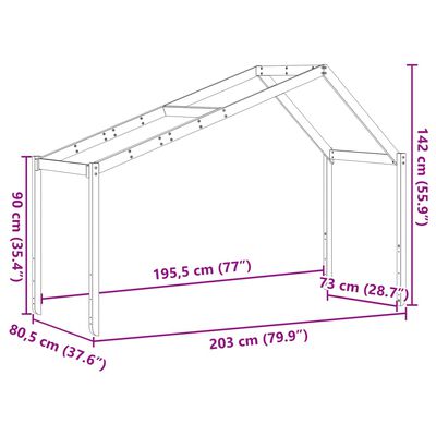 vidaXL Telhado de cama infantil 203x80,5x142 cm madeira pinho maciça